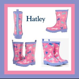 Hatley Warerproof Painted Pasture Shiny Wellington Rain Boots Size 9